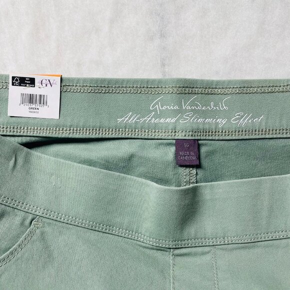 NWT Gloria Vanderbilt All Round Slimming Effect Green Pull On Crop Pants Size 16 - Picture 3 of 10
